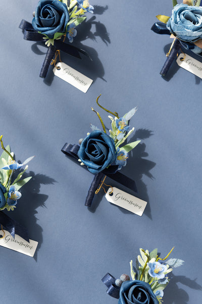 Boutonnieres in Dutch Blue & Navy Blue