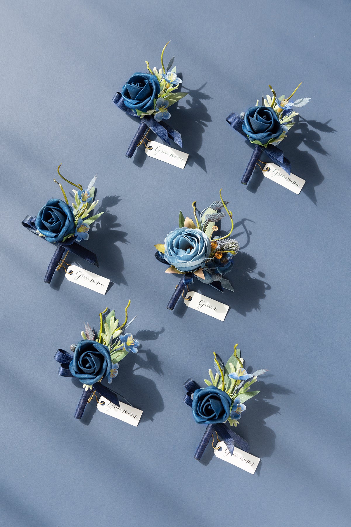 Boutonnieres in Dutch Blue & Navy Blue