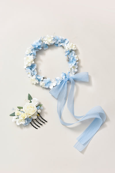 Bridal Flower Crown in Dutch Blue & Navy Blue