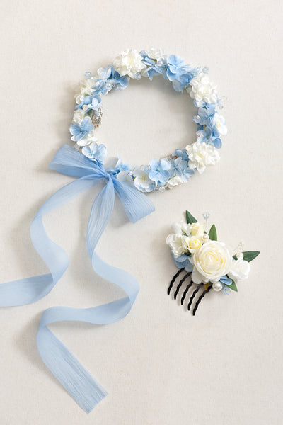 Bridal Flower Crown in Dutch Blue & Navy Blue