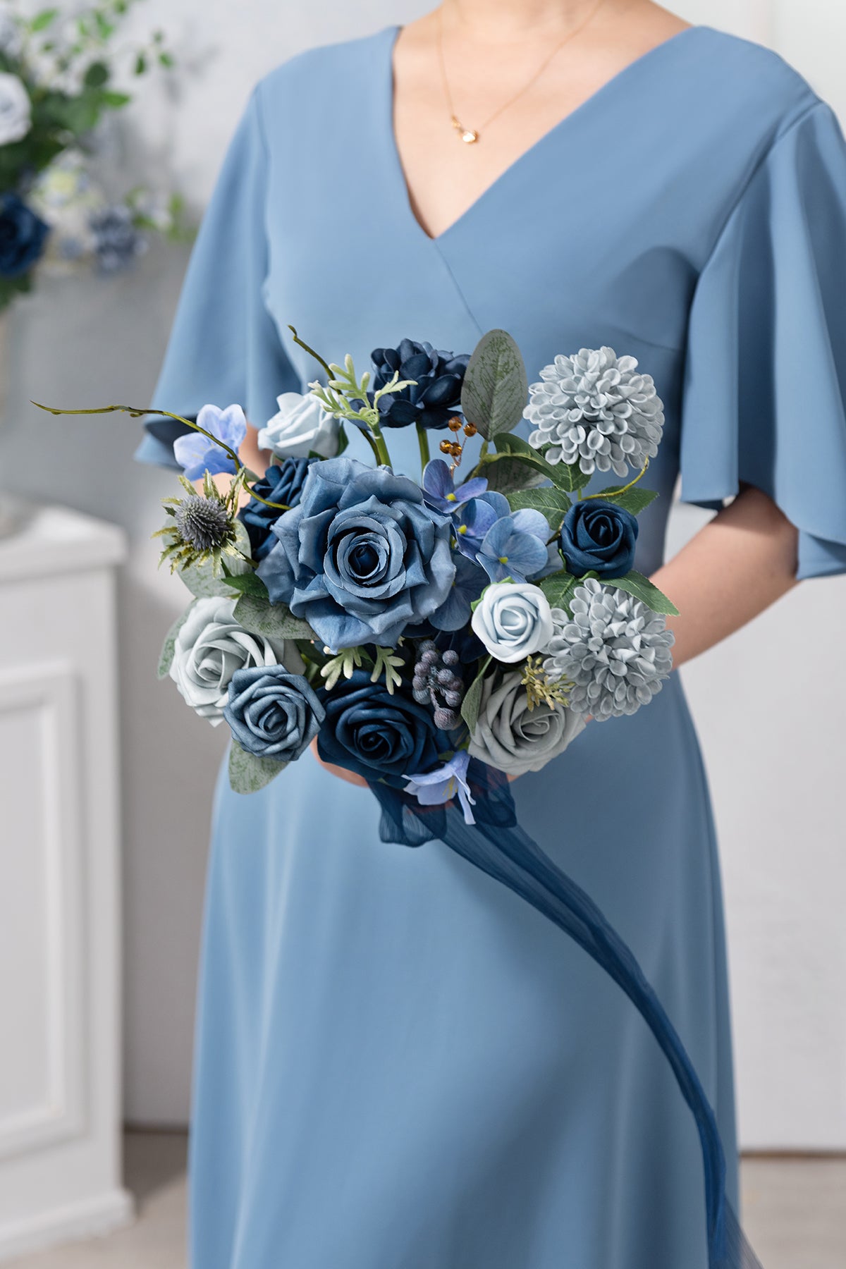 Bridesmaid Bouquet in Dutch Blue & Navy Blue