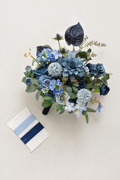 Small Free-Form Bridal Bouquet in Dutch Blue & Navy Blue