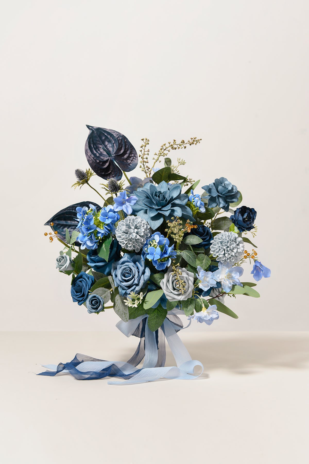 Small Free-Form Bridal Bouquet in Dutch Blue & Navy Blue