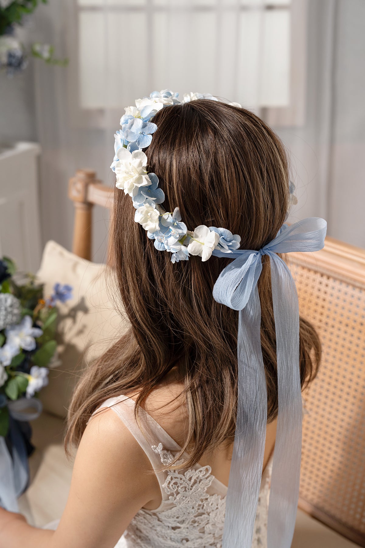 Bridal Flower Crown in Dutch Blue & Navy Blue