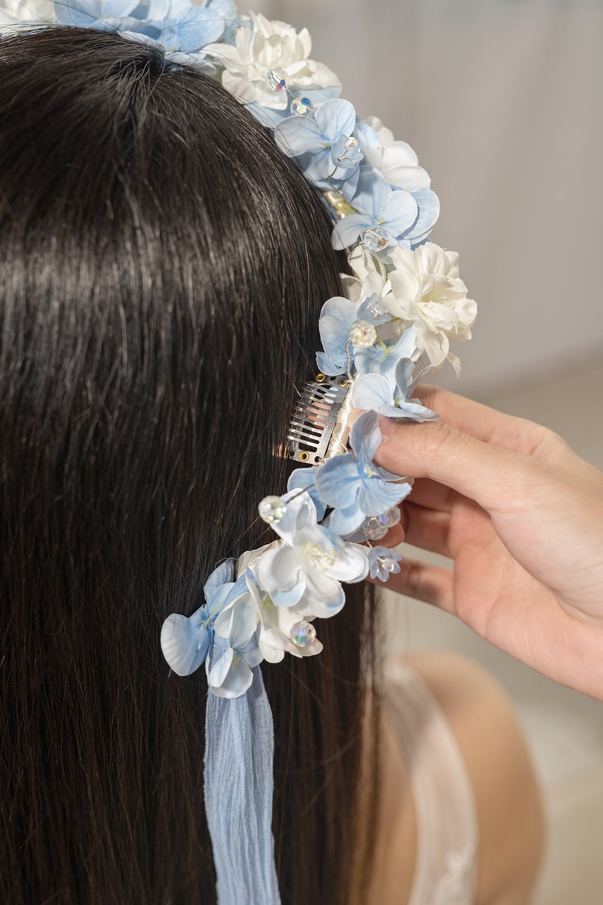 Bridal Flower Crown in Dutch Blue & Navy Blue