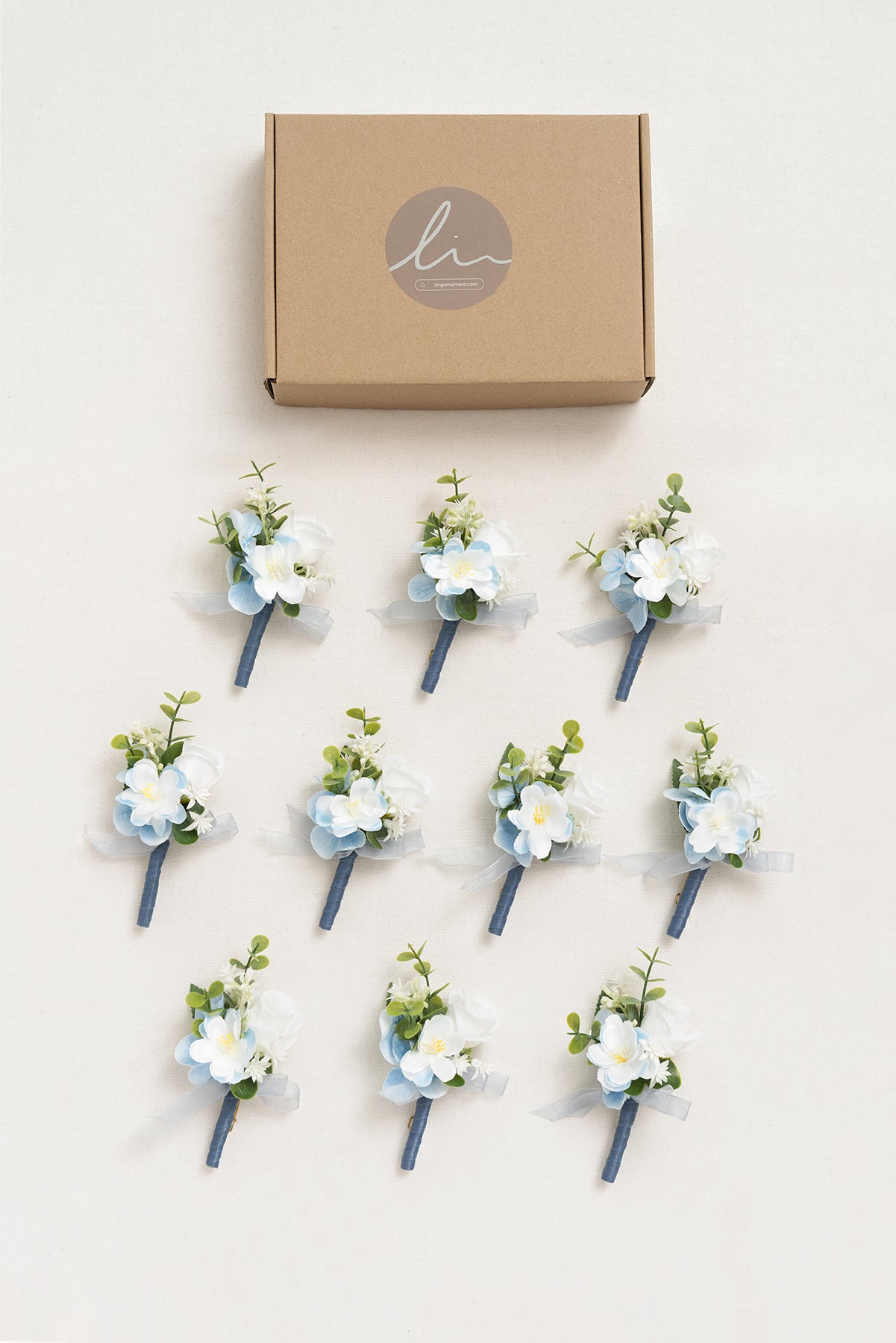 Boutonnieres for Guests in Dutch Blue & Navy Blue