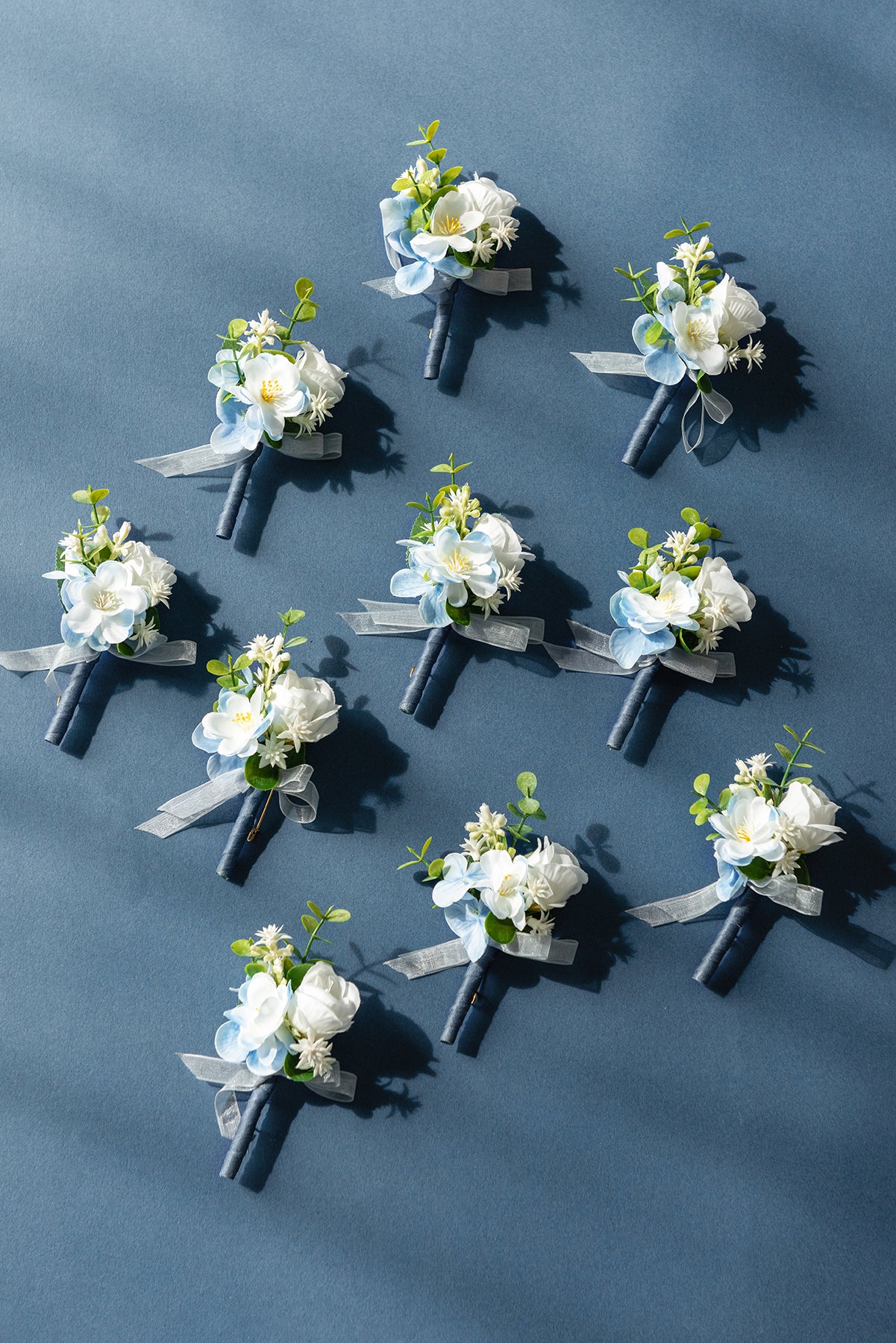 Boutonnieres for Guests in Dutch Blue & Navy Blue