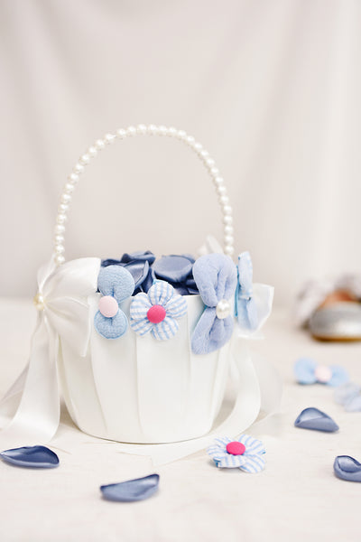 Flower Girl Decor Set in Dusty Blue & White