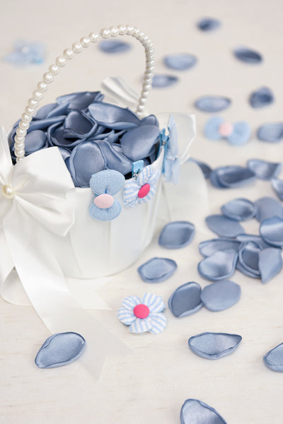 Flower Girl Decor Set in Dusty Blue & White