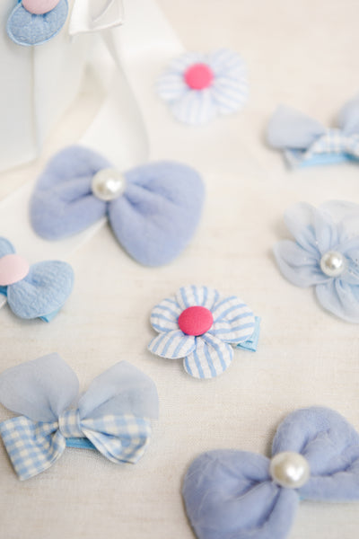 Flower Girl Decor Set in Dusty Blue & White