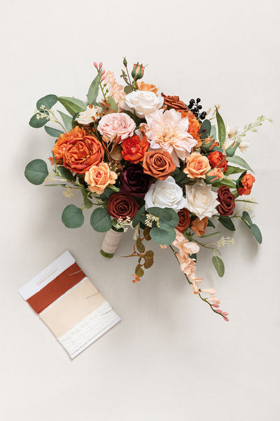 Medium Free-Form Bridal Bouquet in Sunset Terracotta