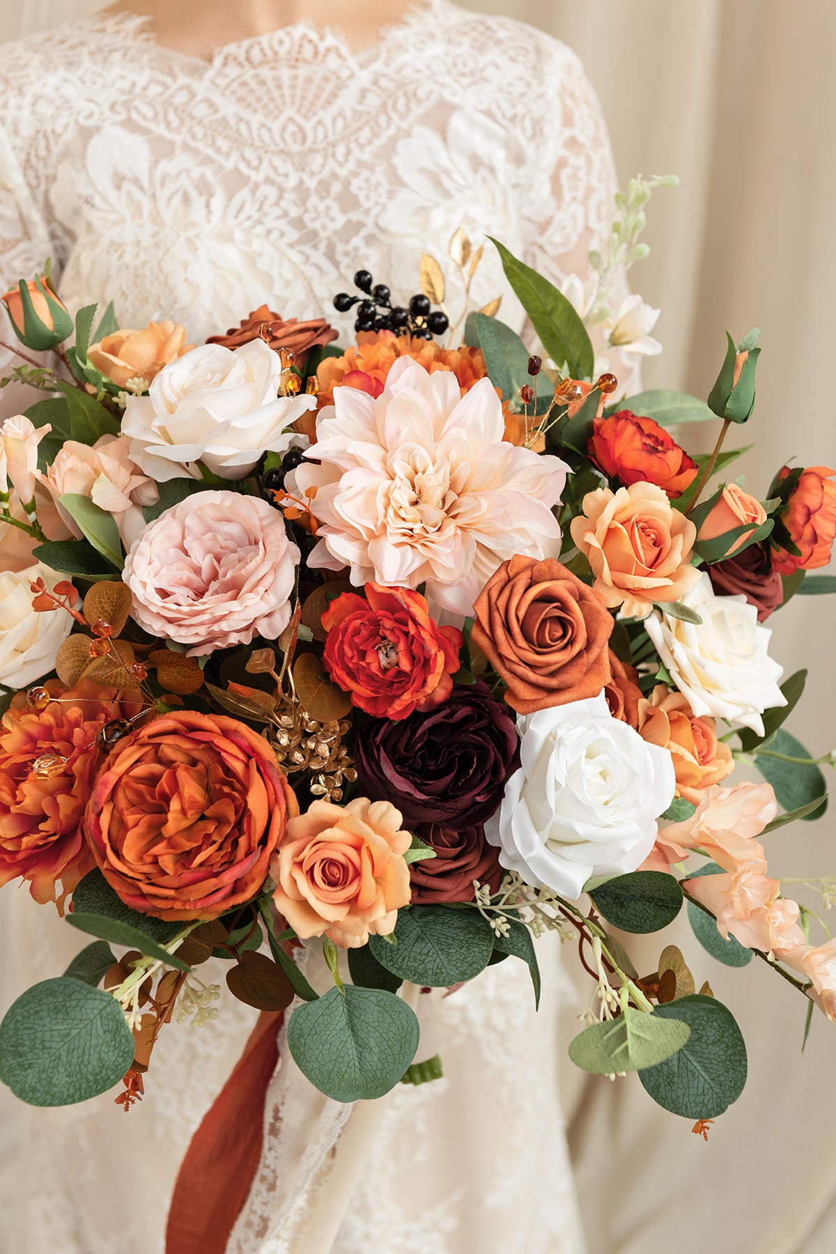 Medium Free-Form Bridal Bouquet in Sunset Terracotta