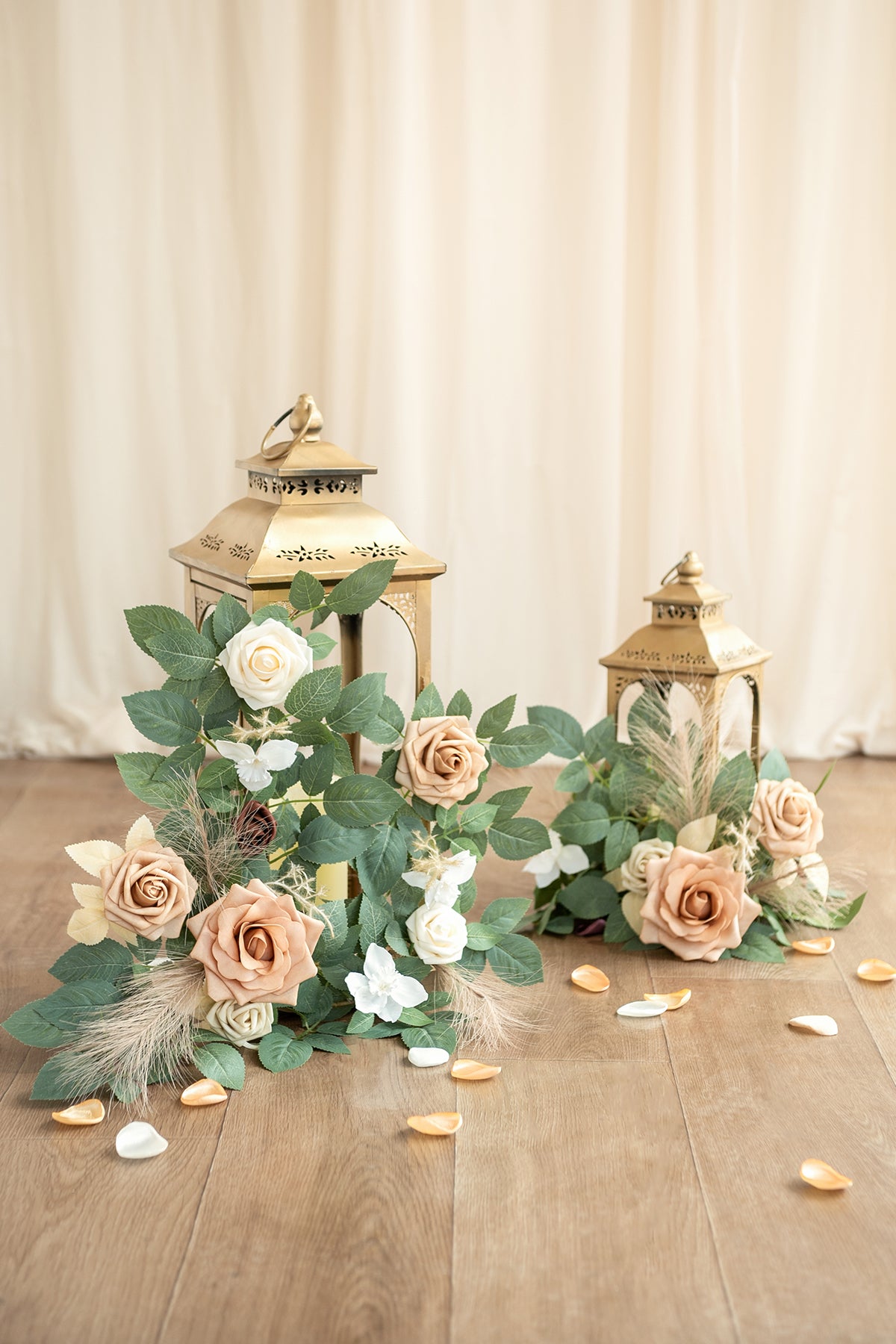 Lantern Flower Garlands in Beige & Sage