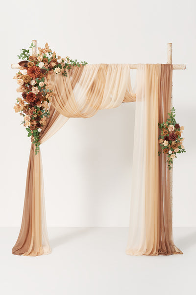 Flower Arch Decor with Drapes in Caramel & Walnut Brown