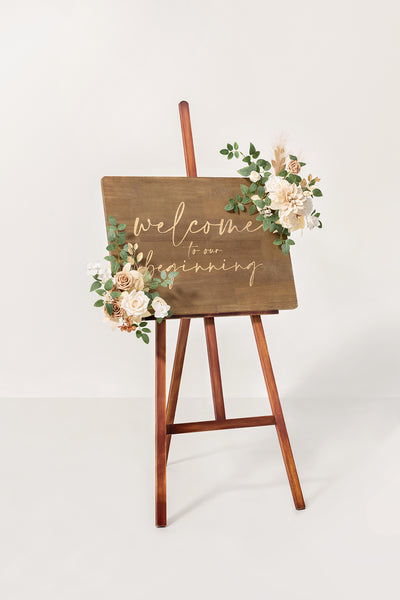 Flexible Combo Set Flower Sign Decor in White & Beige