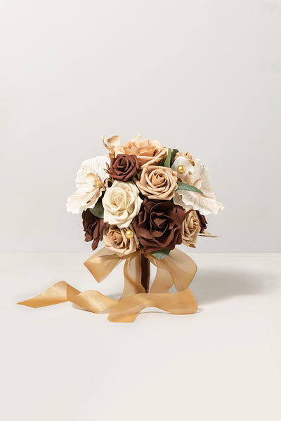 Bridesmaid Bouquet in Caramel & Walnut Brown