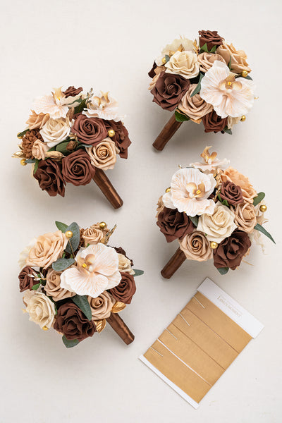 Bridesmaid Bouquet in Caramel & Walnut Brown