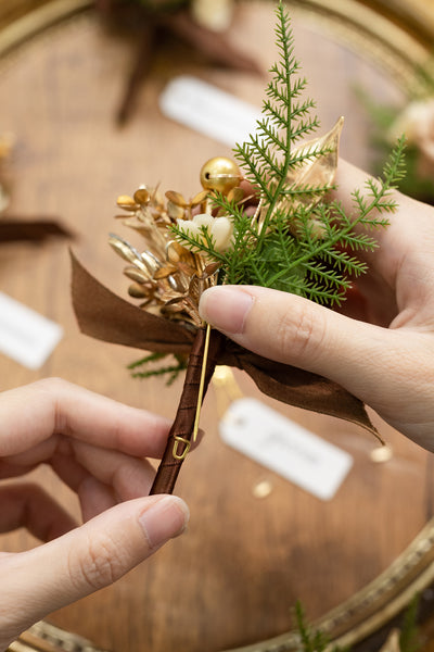 Boutonnieres in Caramel & Walnut Brown