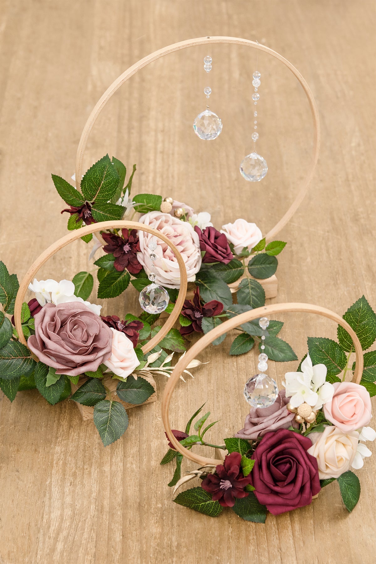 Hoop Centerpiece Set with Crystal in Dusty Rose & Mauve