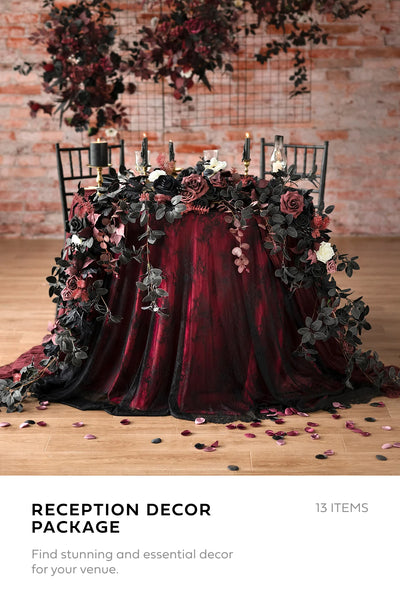 Pre-Arranged Wedding Flower Packages in Moody Burgundy & Black