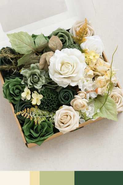 DIY Designer Flower Boxes in Emerald Green & Tawny Beige