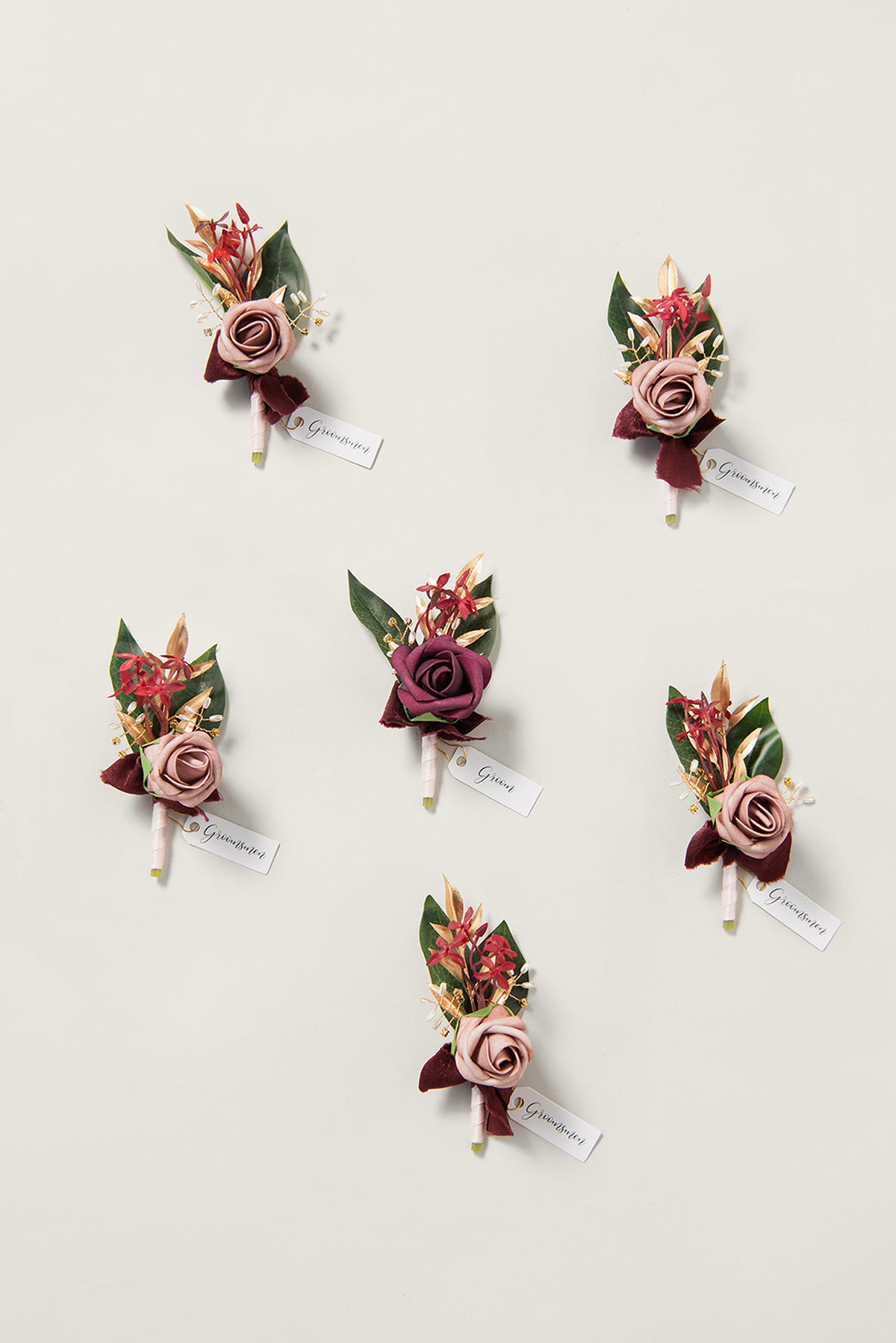 Boutonnieres in Romantic Marsala