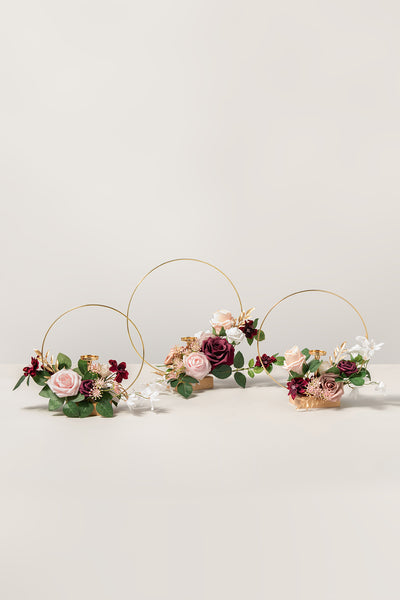 Wreath Hoop Centerpiece Set in Romantic Marsala