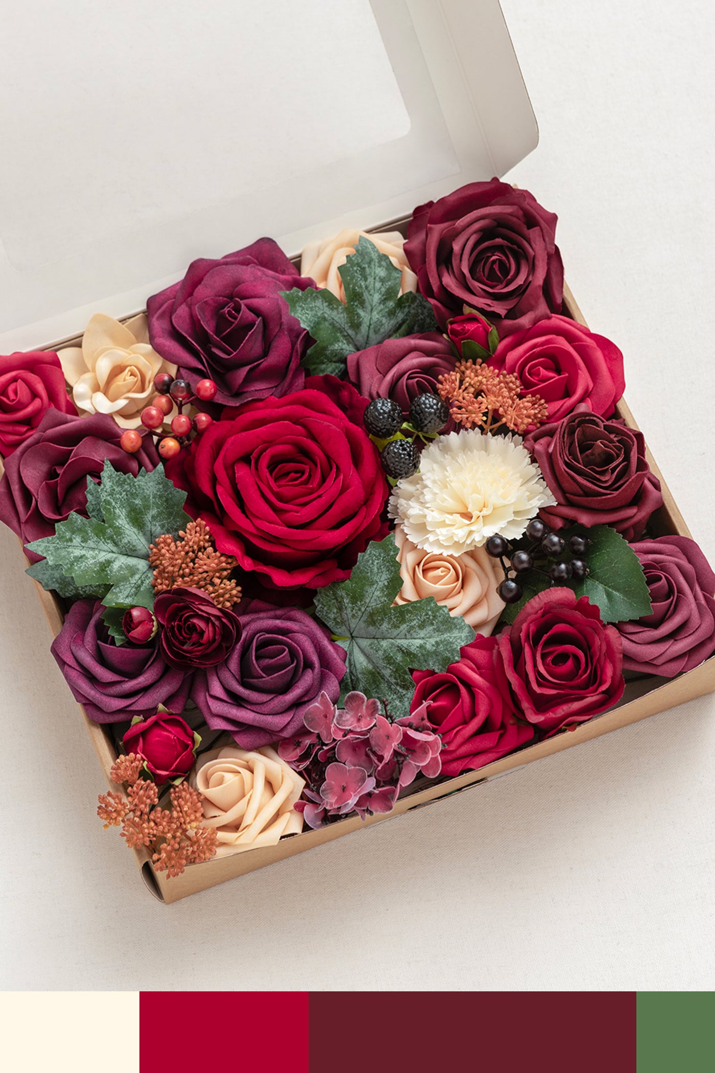 DIY Designer Flower Box in Bordeaux Red & Wine