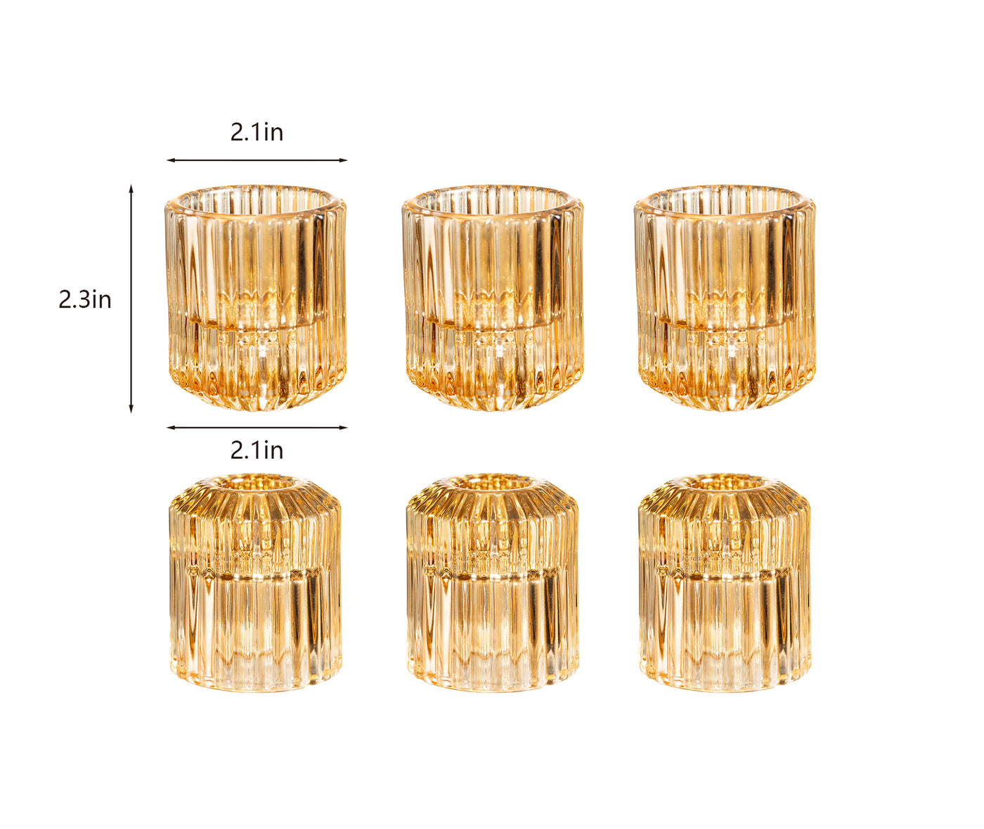 6 Pieces Glass Tealight Candle Holder in Sunny Peach & Apricot