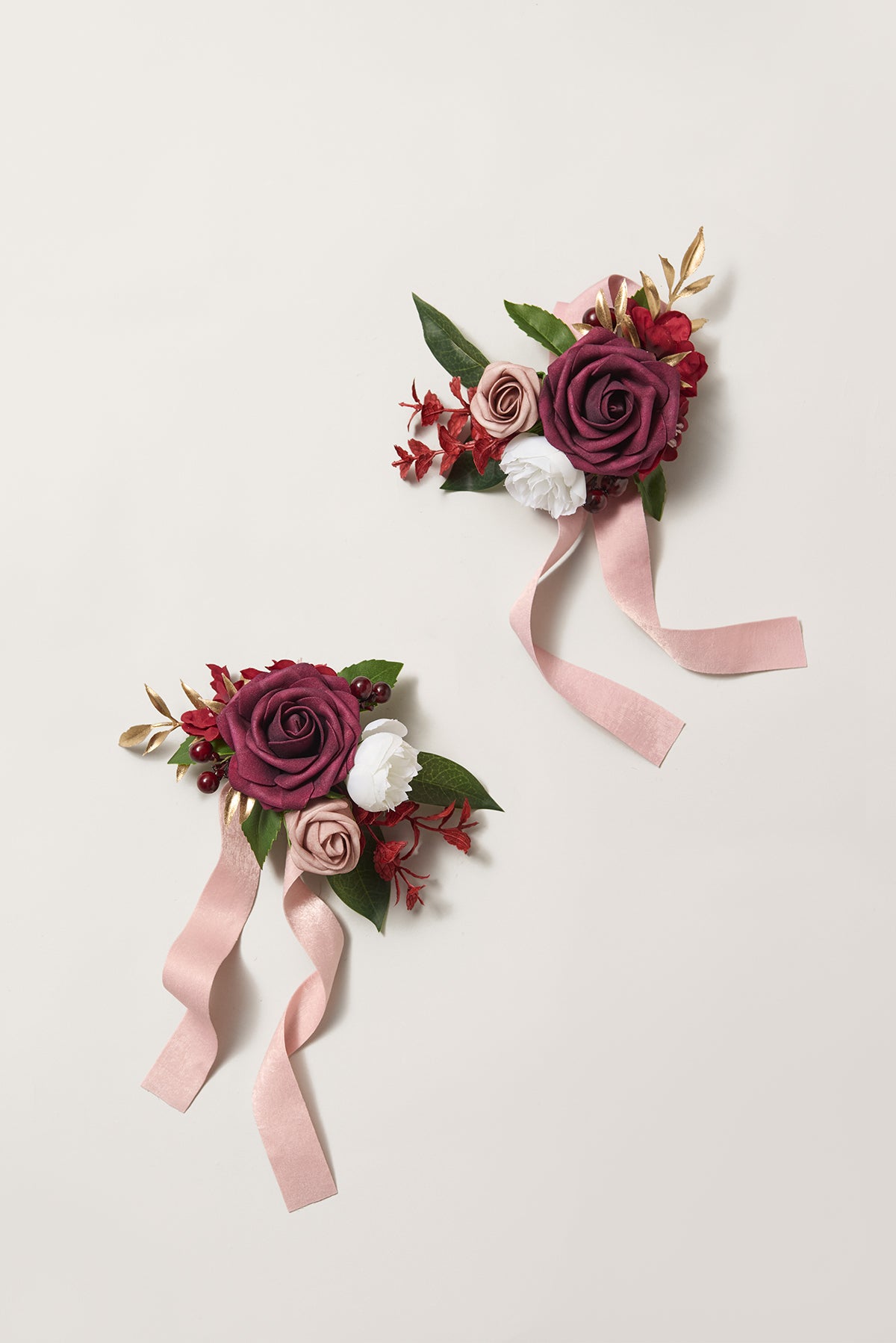 Wrist Corsages in Classic Marsala