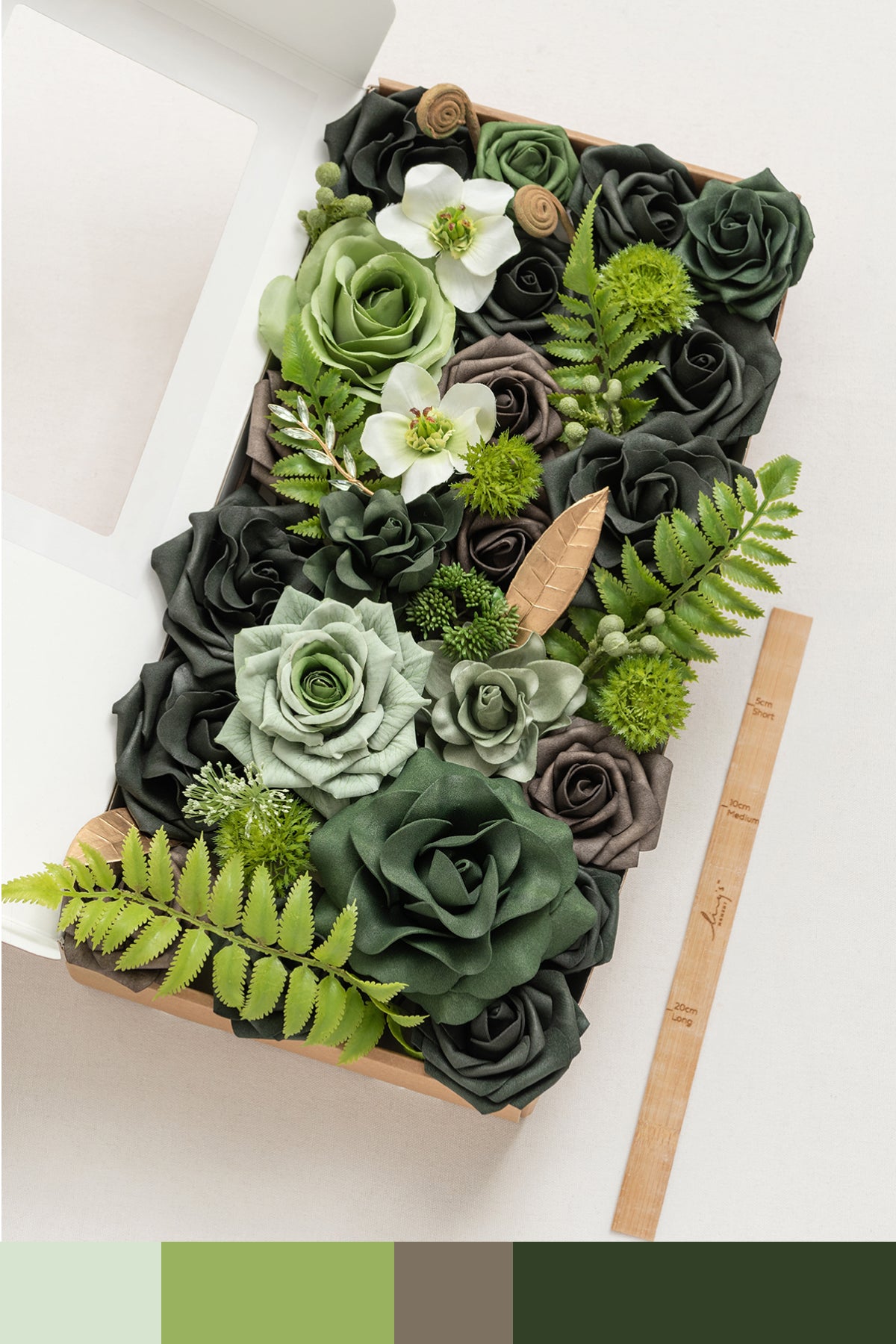 DIY Designer Flower Boxes in Forest Green & Gold