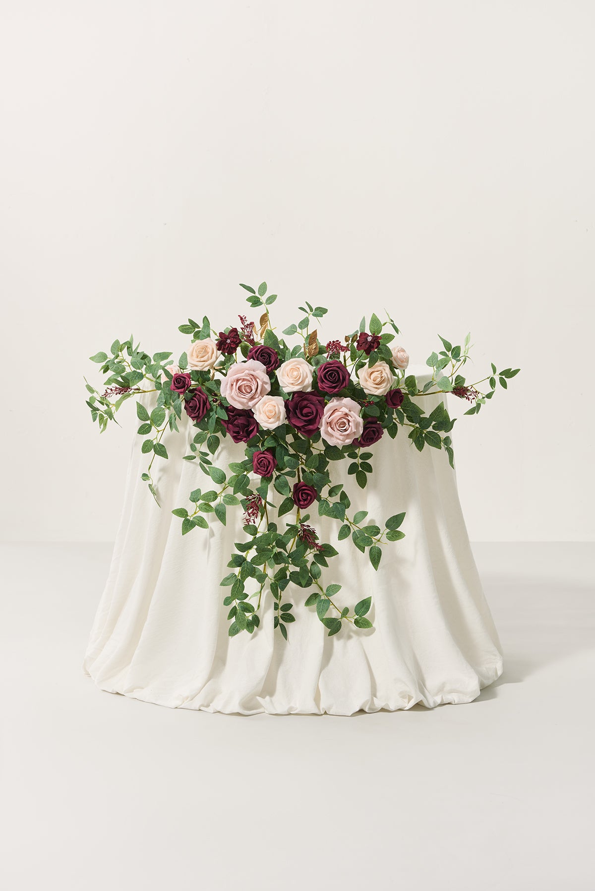 Sweetheart Table Floral Swags in Romantic Marsala