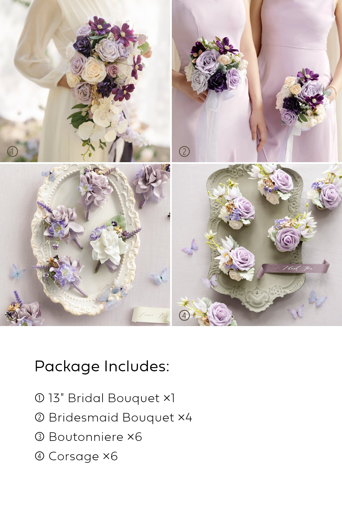 Pre-Arranged Wedding Flower Packages in Lilac & Gold