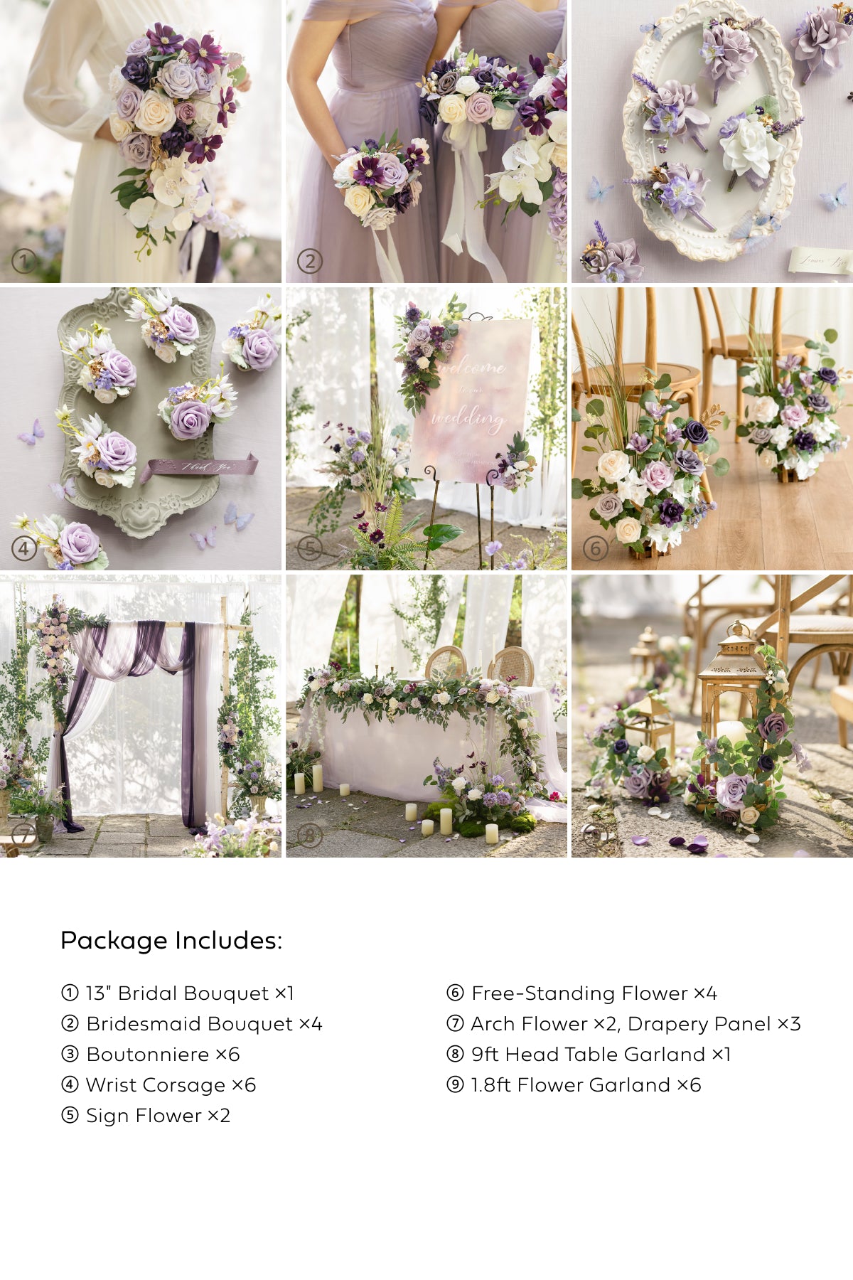 Pre-Arranged Wedding Flower Packages in Lilac & Gold