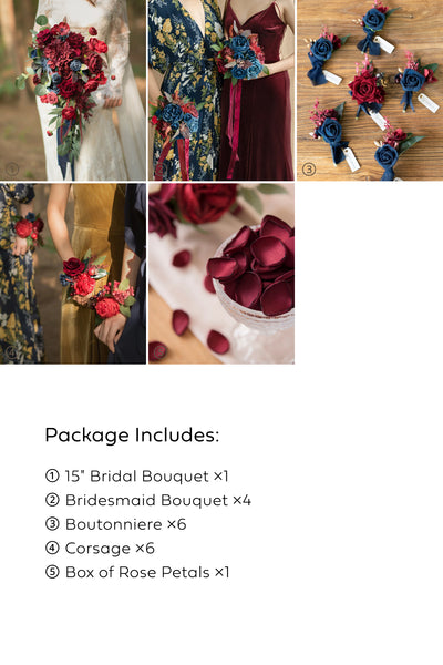 Pre-Arranged Wedding Flower Packages in Burgundy & Navy