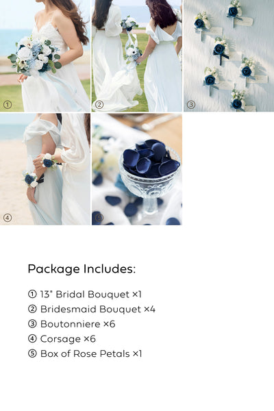 Pre-Arranged Wedding Flower Packages in Dusty Blue & Navy