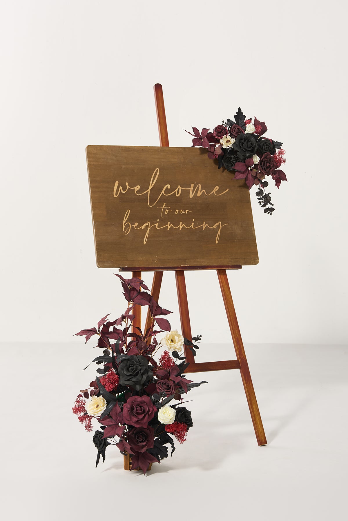 Deluxe Flower Sign Decor in Moody Burgundy & Black