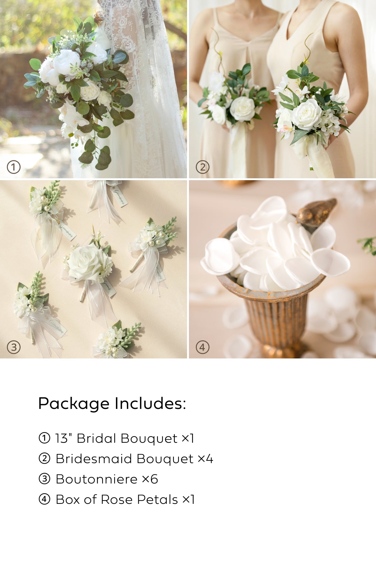 Pre-Arranged Wedding Flower Packages in White & Sage