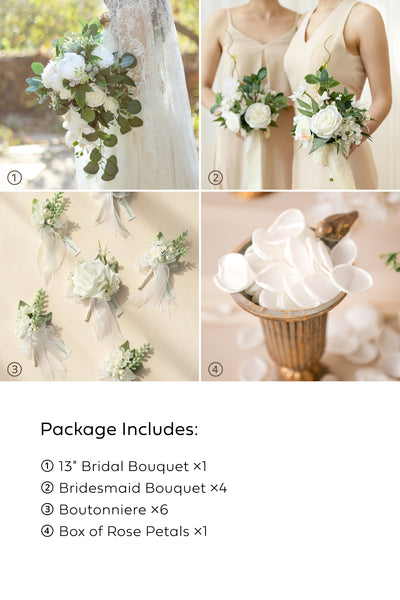 Pre-Arranged Wedding Flower Packages in White & Sage