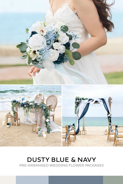 Pre-Arranged Wedding Flower Packages in Dusty Blue & Navy