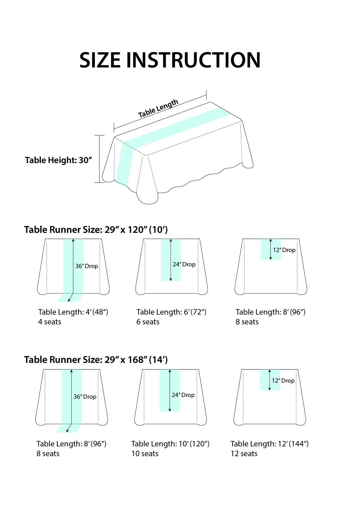 Tablecloth & Table Runner Set for Sweetheart/Head Table - 3 Colors