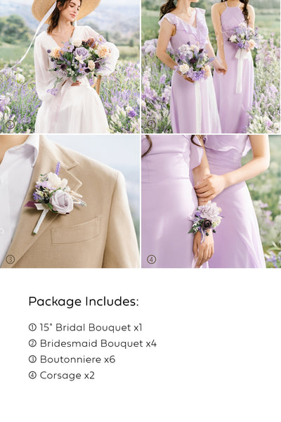 Pre-Arranged Wedding Flower Packages in French Lavender & Plum