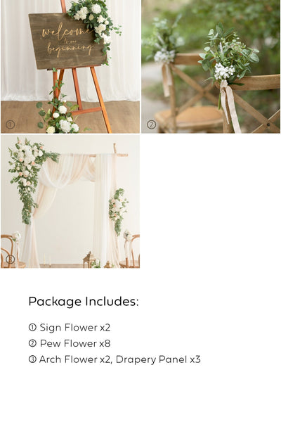 Pre-Arranged Wedding Flower Packages in White & Sage