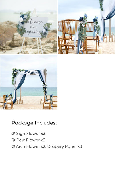 Pre-Arranged Wedding Flower Packages in Dusty Blue & Navy