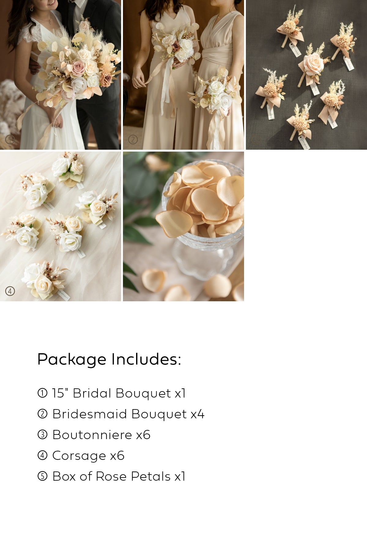 Pre-Arranged Wedding Flower Packages in White & Beige