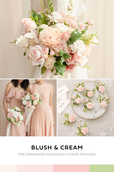 Pre-Arranged Bridal Flower Packages in Blush & Cream