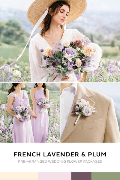 Pre-Arranged Wedding Flower Packages in French Lavender & Plum