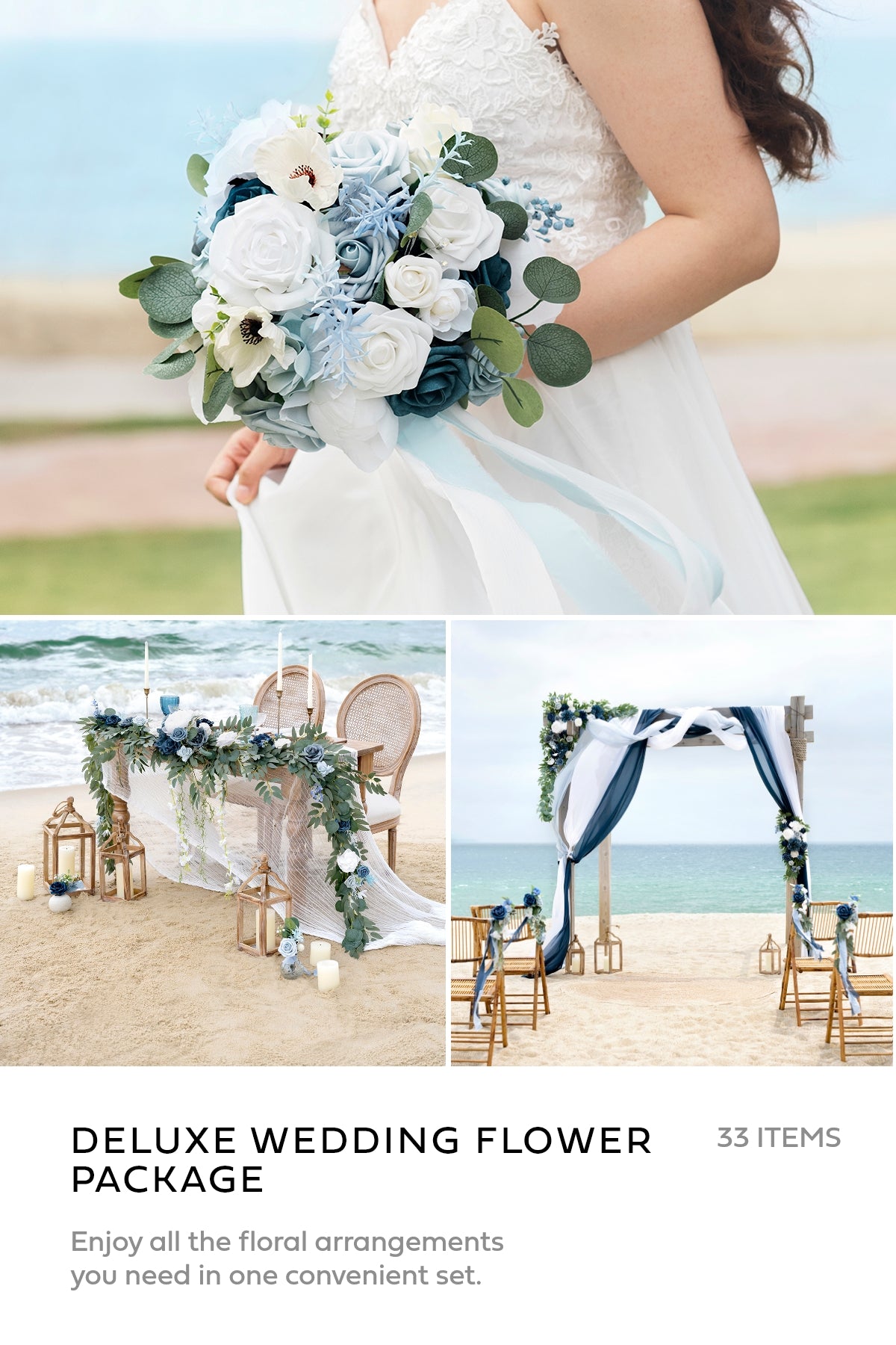 Pre-Arranged Wedding Flower Packages in Dusty Blue & Navy