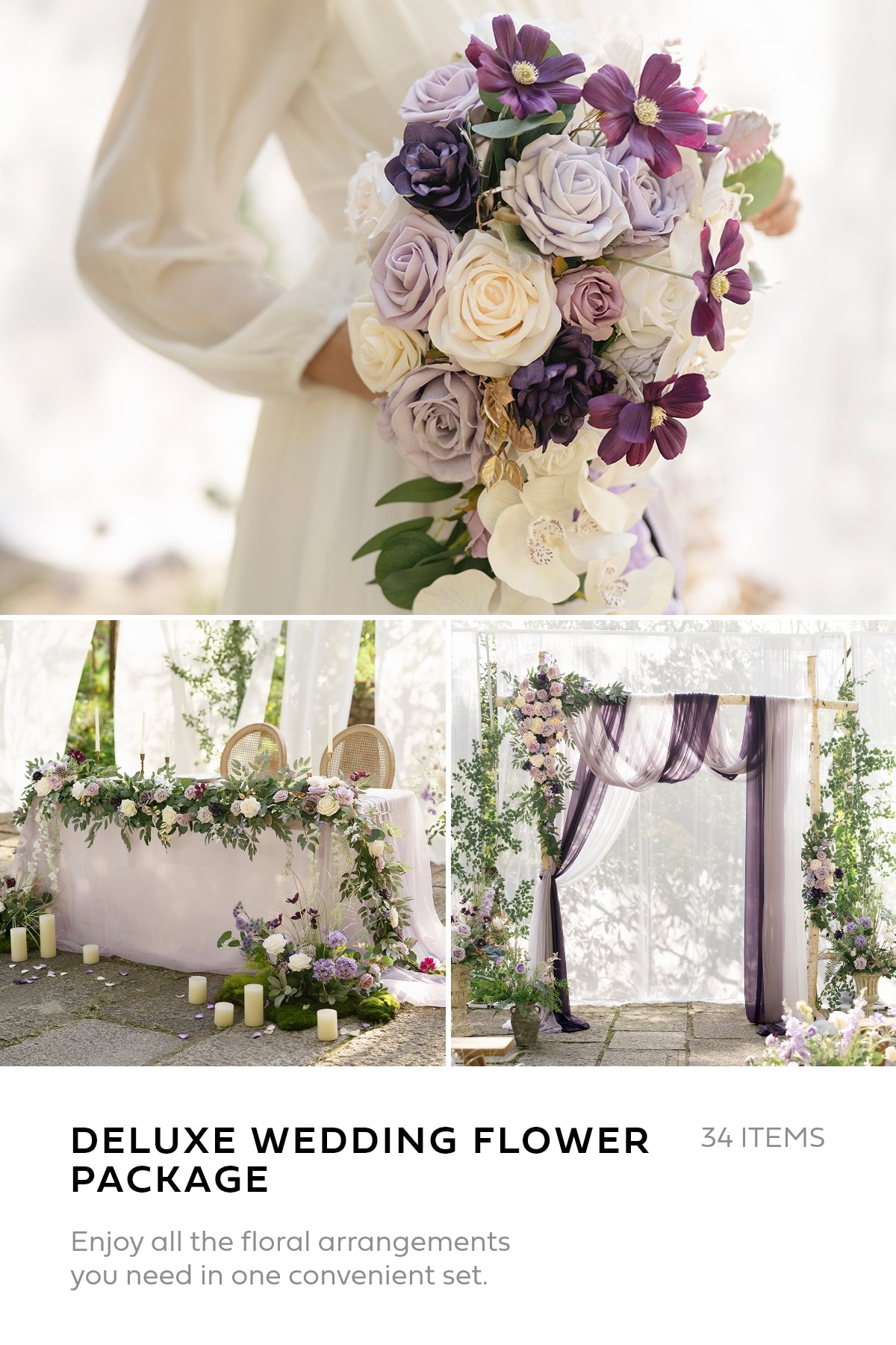 Pre-Arranged Wedding Flower Packages in Lilac & Gold