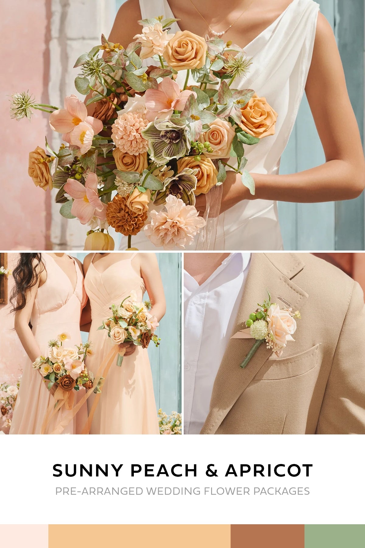 Pre-Arranged Wedding Flower Packages in Sunny Peach & Apricot